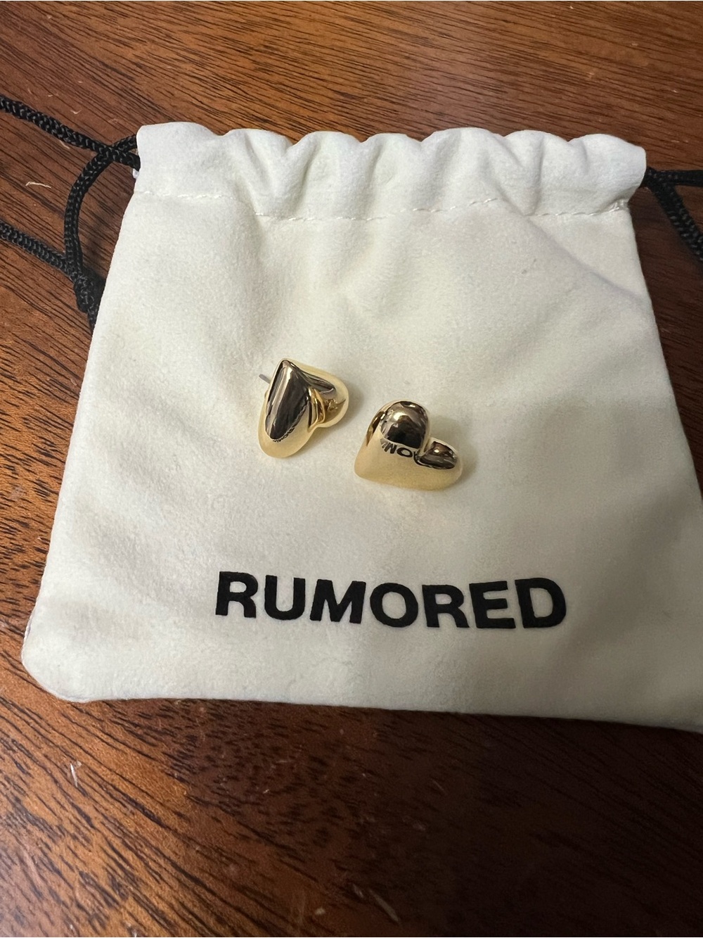 Rumored Gold Puffy Heart Stud Earrings